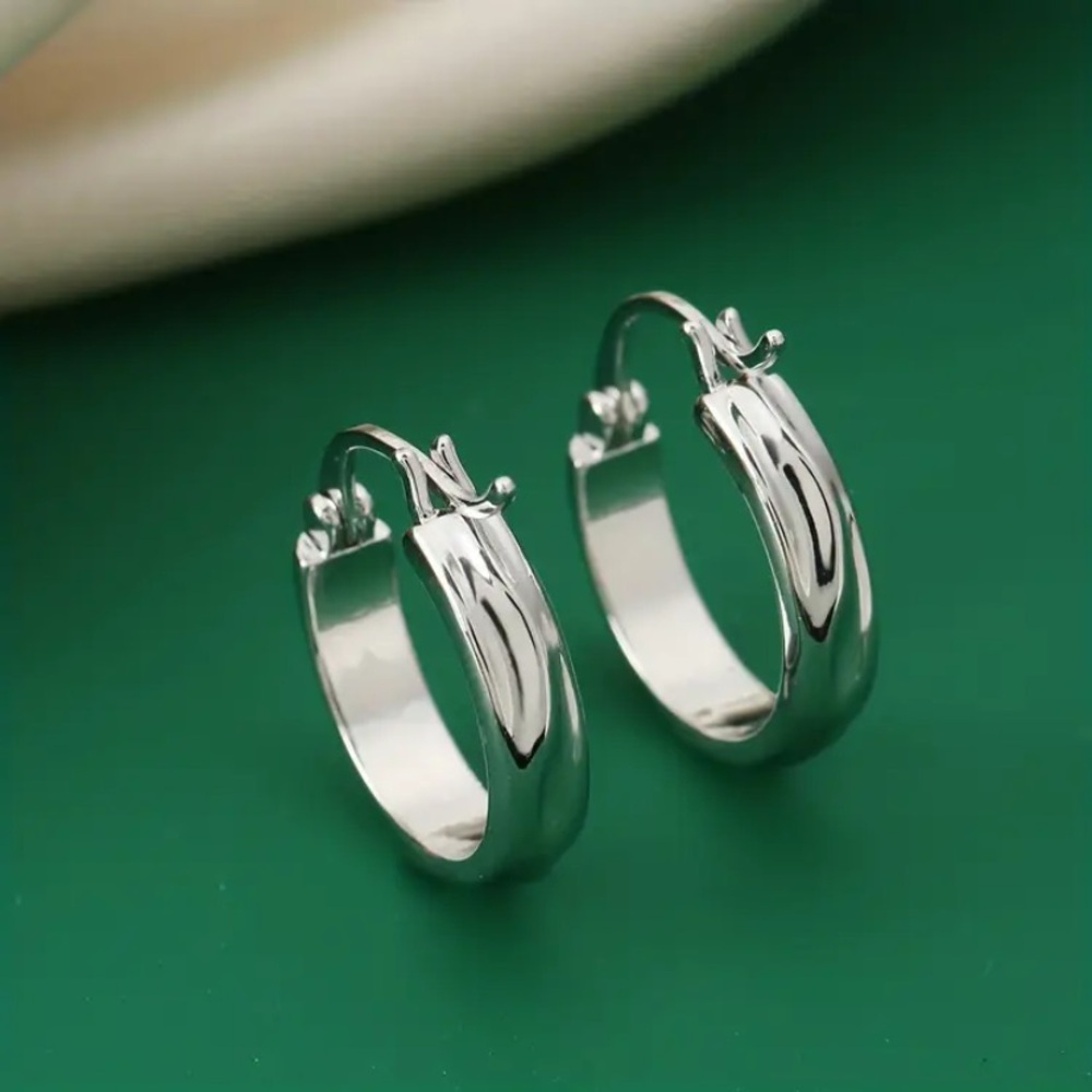 Elegant Minimalist 18k White Gold Plated Hoop Earrings